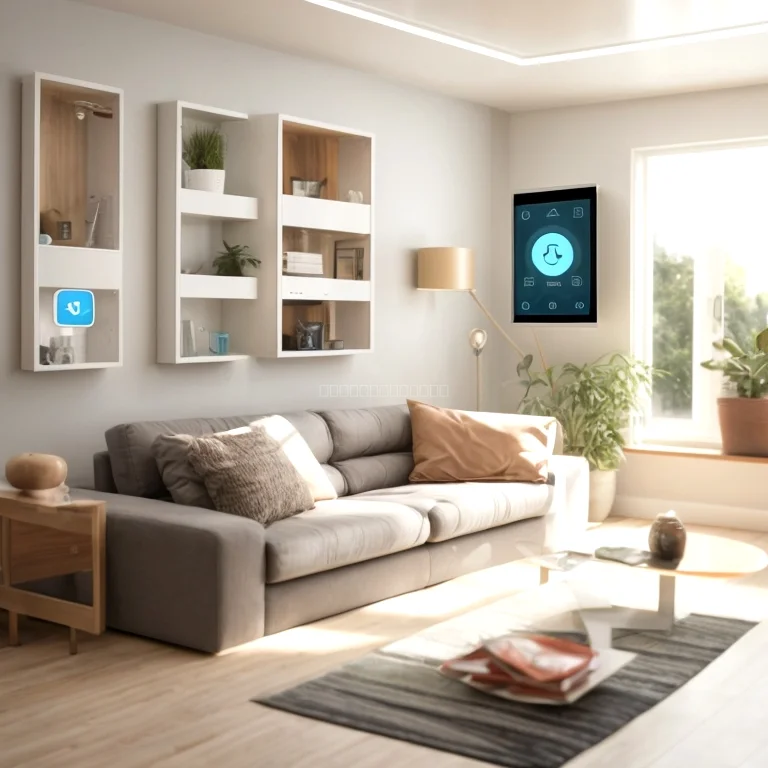 Dispositivos inteligentes controlados por IA en una sala de estar